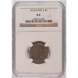 1913-D II BUFFALO NICKEL NGC G-6