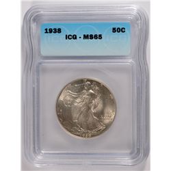 1938 WALKING LIBERTY HALF DOLLAR ICG MS-65