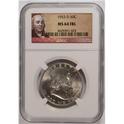 1953-D FRANKLIN HALF DOLLAR NGC MS-64 FBL