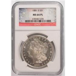 1881-S MORGAN DOLLAR NGC MS-64 PL