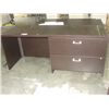 Image 1 : DARK WOOD TABLE, CREDENZA AND 2 OFFICE CHAIRS