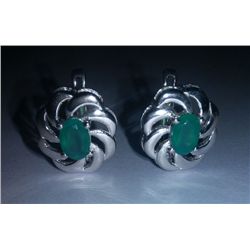 5.650g Earring of Green Onex Sterling 925 Silver