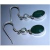 Image 2 : 5.040g Earring of Emerald and Pearl Sterling 925 Silver