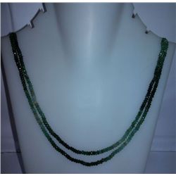 65.95 Ct 2 Line Necklace of Emerald Sterling 925 Silver