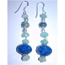 10.690g Earring of Lapis and Malachite Sterling 925 Silver