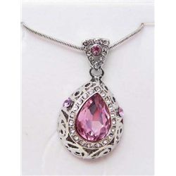 PINK PURPLE AUSTRIAN RHINESTONE CRYSTAL PENDANT NECKLACE