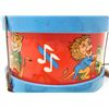 Image 2 : VINTAGE OHIO ART TIN CIRCUS ZOO BAND TOY DRUM W/ STICKS
