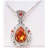 Image 1 : ORANGE AUSTRIAN RHINESTONE CRYSTAL PENDANT NECKLACE