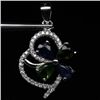 Image 1 : WHITE GOLD OVER STERLING SILVER DIOPSIDE SAPPHIRE PENDANT