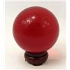 Image 1 : 3,329.5 CT. RED QUARTZ CRYSTAL SPHERE W/ STAND