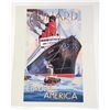 Image 1 : CANVAS PRINT EURO TRAVEL POSTER "CUNARD, EUROPE AMERICA"