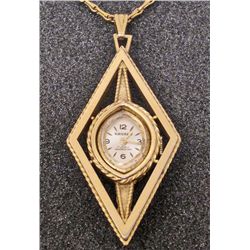 VINTAGE KRAMER 17 JEWEL RETRO CLOCK PENDANT