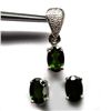 Image 1 : WHITE GOLD OVER STERLING SILVER DIOPSIDE EARRINGS