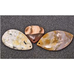 LOT OF 3 GEMSTONE PENDANTS - MOOKAITE & JASPER