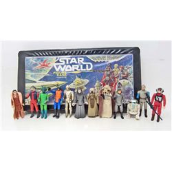 LOT OF 12 1977-83 STAR WARS FIGURES IN STAR WORLD CASE