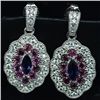 Image 1 : PAIR OF WHITE GOLD OVER STERLING EARRINGS W/ RHODOLITE