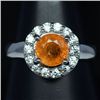 Image 1 : WHITE GOLD OVER STERLING RING W/ GARNET & WHITE TOPAZ