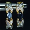 Image 1 : PAIR OF GOLD OVER STERLING EARRINGS SAPPHIRE & DIAMONDS
