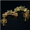 Image 2 : PAIR OF GOLD OVER STERLING EARRINGS SAPPHIRE & DIAMONDS
