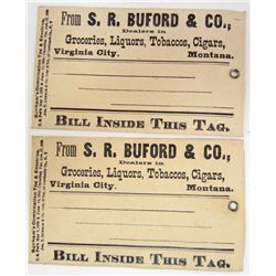 LOT OF 2 1880'S BILL TAGS FOR LIQUORS, TOBACCOS, CIGARS