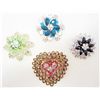 Image 1 : LOT OF 4 COSTUME JEWELRY BROOCHES
