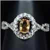 Image 1 : WHITE GOLD OVER STERLING SILVER & CITRINE RING - SZ 8