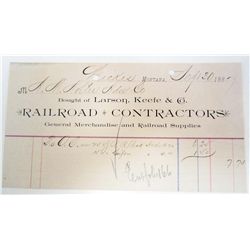 1887 BILLHEAD RECEIPT RAILROAD CONTRACTORS SUPPLIES