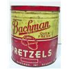 Image 1 : VINTAGE BACHMAN OVEN FRESH PRETZELS ADVERTISING TIN