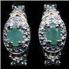 Image 1 : PAIR OF GOLD OVER STERLING EMERALD & DIAMOND EARRINGS