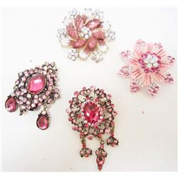 LOT OF 4 COSTUME JEWELRY BROOCHES