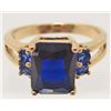 Image 1 : 18K GOLD FILLED SAPPHIRE & CZECH CRYSTAL RING - SZ. 7