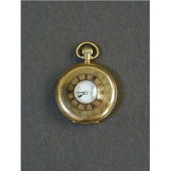 A HALF HUNTER POCKET WATCH, topwind, 'Vertex Asprey', 9ct casework  50-80