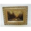 Image 1 : A GILT FRAMED CRYSTOLEUM, European woodland landscape, falls to foreground, signed 'F. Hanfstaene