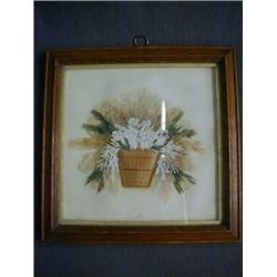 A VICTORIAN MONTAGE OF SEA PLANTS, arranged as a floral display in a basket, framed, 22cm x 22cm