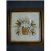 Image 1 : A VICTORIAN MONTAGE OF SEA PLANTS, arranged as a floral display in a basket, framed, 22cm x 22cm
