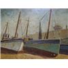 Image 1 : 20TH CENTURY SCHOOL, study of fishing boats in dry dock, oils on board, unsigned, framed, 38cm x