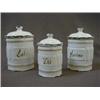 Image 1 : A SERIES OF SIX GRADUATING ENAMEL STORAGE CONTAINERS, 'Sucre', 'Cafe', 'Pates' etc (6)  20-30