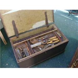 A CARPENTERS CHEST, 19th Century, comprising comprehensive series of moulding planes, spokeshaves