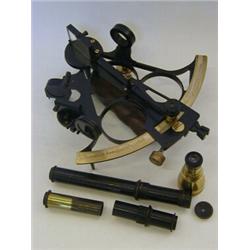 A VERNIER THREE CIRCLE SEXTANT, late 19th Century, No.15380, five lenses, length 24cm, the mahoga