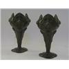 Image 1 : A PAIR OF ART NOUVEAU PEWTER VASES, tapered, stylized relief foliage, height 16cm (2)  30-40