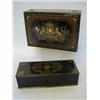 Image 1 : A PAPIER MACHE GLOVE BOX, 19th Century, gilt, iron red and jade coloured decoration, with glove s
