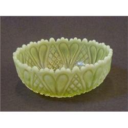 A CITRINE PRESSED GLASS BOWL, c.1880, lozenge and gadroon design, diameter 16cm  30-50