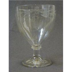 AN OVOID RUMMER, c.1810, hops and barley engraved and a monogram, circular pontil base  50-80