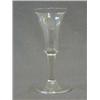 Image 1 : A WINE GLASS, c.1750, bell bowl, drawn stem on folded pontil base, height 16cm  100-120