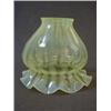 Image 1 : A VASELINE GLASS LAMP SHADE, late 19th Century, lemon tinted, wavy rim, (frits to bracket rim) he