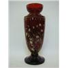 Image 1 : A RUBY GLASS BALUSTER VASE, c.1880, over-enamelled floral decoration, height 36cm  30-50