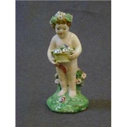 A DERBY POLYCHROME FIGURE, 'Spring', marked '54' in script and incised '5', height 11cm, (some fl
