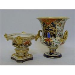 A DERBY DUESBURY PERIOD CAMPANA VASE, c.1810 and a pot pourri, (lacking cover) (restorations), he