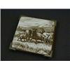 Image 1 : A MINTONS TILE TEA POT STAND, c.1890, underglaze sepia print of goats after Walter Crane, 14cm x