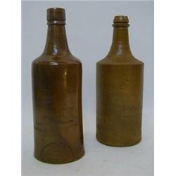 AN ADVERTISING SALT GLAZED STONEWARE BOTTLE, c.1830, impressed 'W. Monk, Rose and Crown Tavern, H